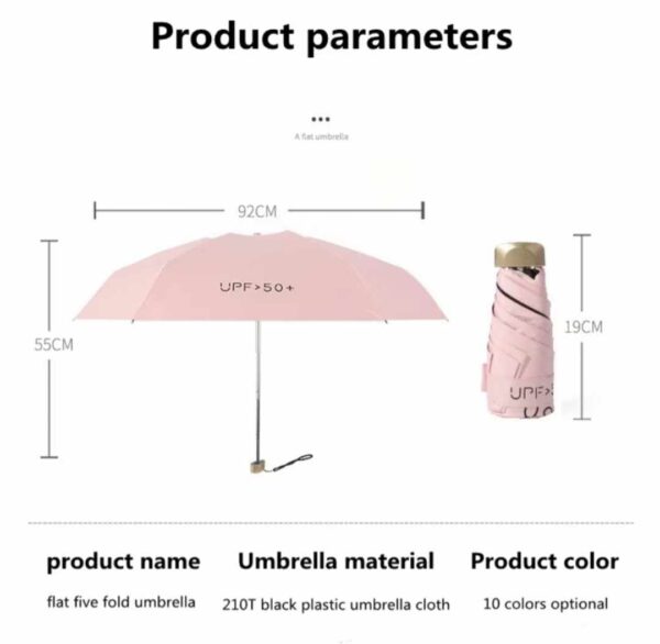 Mini Umbrella Windproof anti-UV Protection 5Folding Umbrella Portable Travel Rain Women Umbrella Pocket Children UPF - Image 5