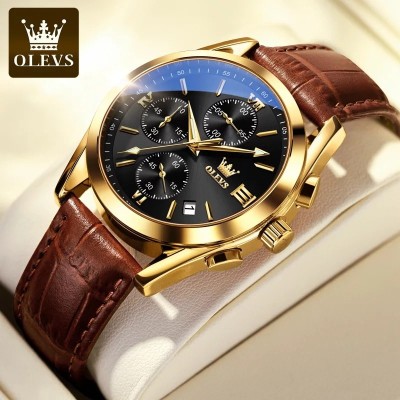 Artificial Leather Chronograph Wrist Watch For Men