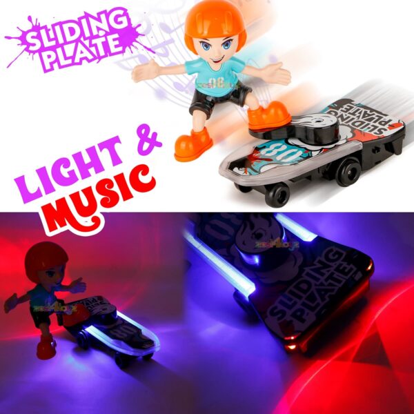 Sliding Plate -Electronic Stunt Skateboard Boy with Music & Light Effect (Multicolor) - Image 2