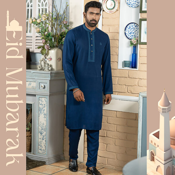 Premium Quality Panjabi Pajama Set (Navy Blue)